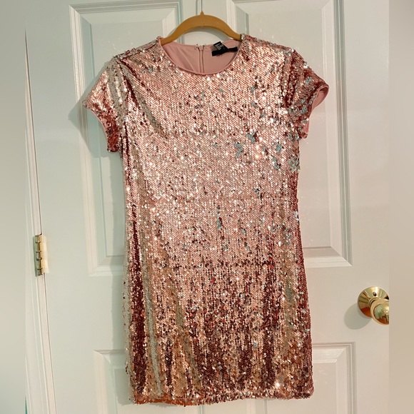 Rose Gold Sequin Mini Dress - Picture 1 of 3